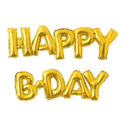 К Надпись, Happy B-Day, Gold (Золото), 59см Х 90см