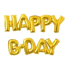 К Надпись, Happy B-Day, Gold (Золото), 59см Х 90см
