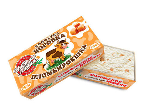 Мороженое "Коровка" с кусочками ириски, 255г