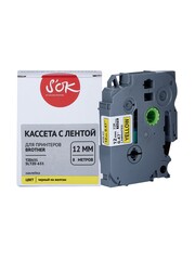 Кассета с лентой S'OK by Sakura Printing TZE631 для Brother P-Touch, черный на желтом, 12мм, 8м, наклейка