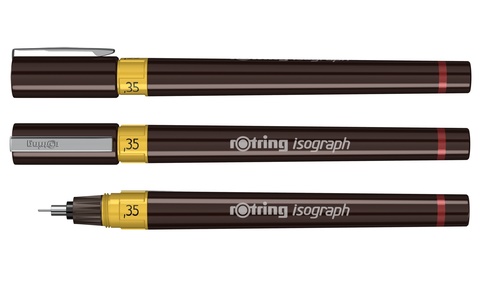 Изограф Rotring, толщина линии: 0.35 mm, корпус: пластик, цвет: бордовый (1903400)