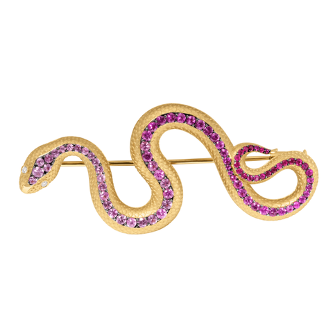 Брошь Змея с Рубинами, Розовыми Сапфирами и Бриллиантами, Brs0188-0/1