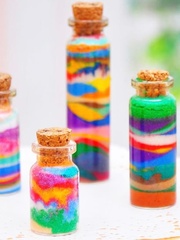 Баночки - бутылочки с пробковой крышкой, стеклянные, прозрачные 40 мл, 8*3*3 см, набор 6 штук.