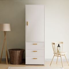 Dipriz Шкаф для одежды Моби, 1 дверь 3 ящика, 60х58х187 см, с ручками из массива дуба