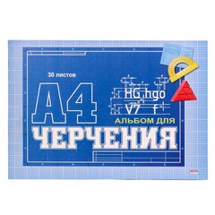 
          Альбом для черчения А4 30л., Проф-Пресс, КБС, целл.картон, блок офсет, 160г/м2, "Синий классический"