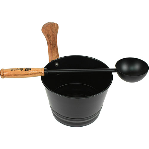 Набор стальной черный для сауны (ковш 0,2 л + бадья 4 л)