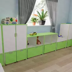 Стеллаж детский игровой с 1-м выкатным ящиком «Зимний вечер»