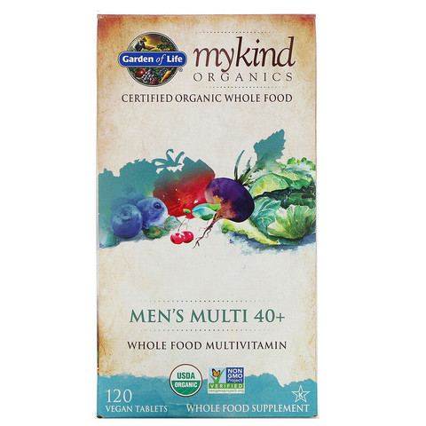 Garden of Life, KIND Organics, Men's Multi 40+, 120 веганских таблеток
