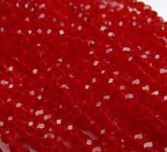 БП009НН34 Хрустальные бусины "рондель", цвет: красный прозрачный, 3х4 мм, кол-во: 95-100 шт.