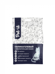 Pet-it силикагелевый наполнитель для кошек Crystal Green, без аромата, 12.5 л