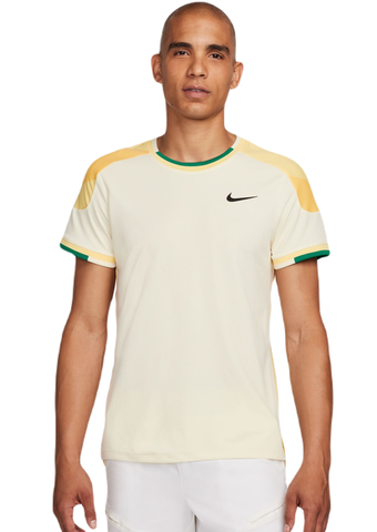 Теннисная футболка Nike Court Slam Dri-Fit Tennis Top - coconut milk/soft yellow/black