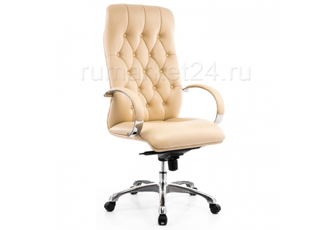 Офисное кресло для персонала и руководителя Компьютерное Osiris бежевое 62*62*120 Хромированный металл /Бежевый