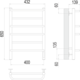 Полотенцесушитель Terminus Евромикс П6 400х650 электро