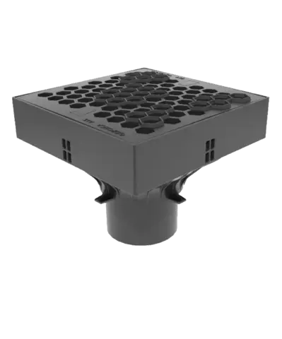 Ливнеприемник Gidrolica ЛП-25.25.20 — комплект: корпус, корзина с ручкой, решетка с крепежом пластиковая соты, класс A15