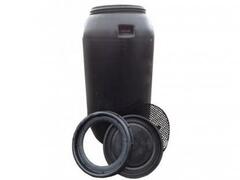 Бочка пластмассовая 260л. (2 сорт) черная, крышка