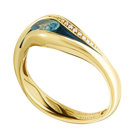 Кольцо с Цирконом и Бриллиантами, Эмаль, R0123-6/2