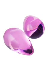 Розовые стеклянные вагинальные шарики в форме капелек - 