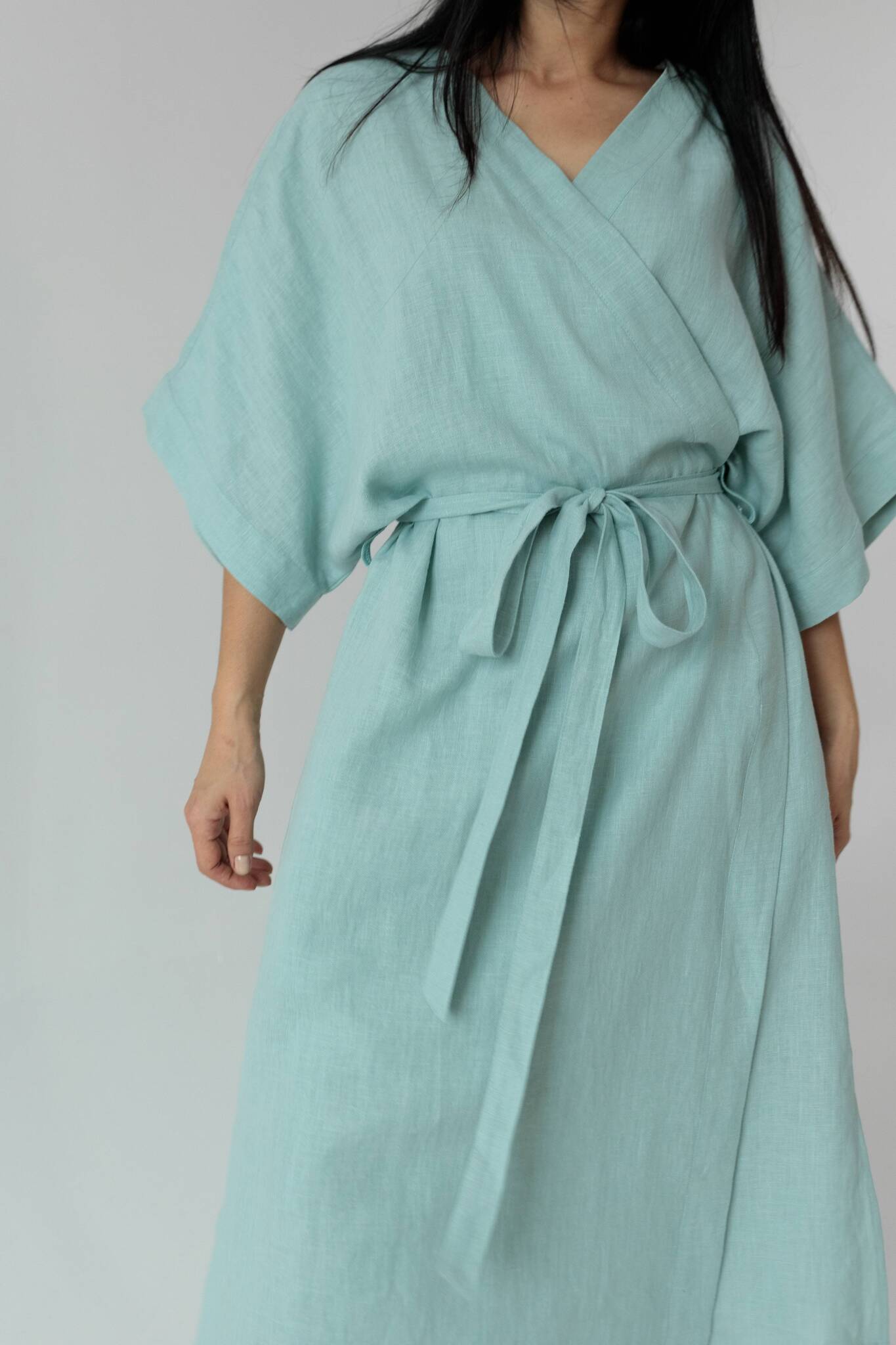 Платье-кимоно льняное oversize