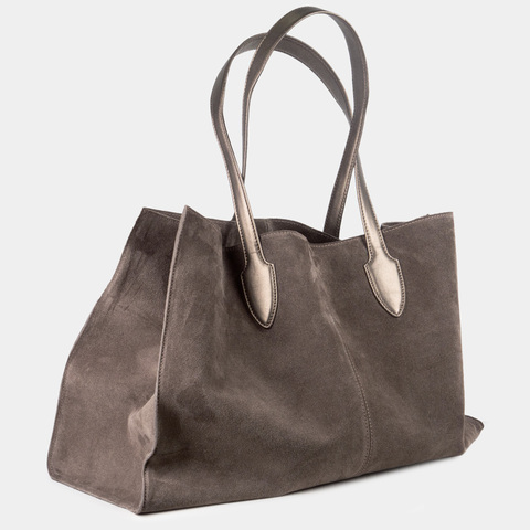 Шоппер Boheme из замши цвета латте