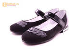 Туфли для девочек из натуральной кожи и велюра на липучке Лель (LEL), цвет черный. Изображение 6 из 17.