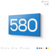 Номер на дверь 580, табличка на дверь для офиса, квартиры, кабинета, аудитории, склада, голубая 120х70 мм, Айдентика Технолоджи