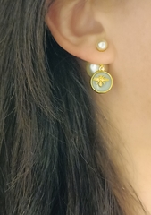 Серьги Пусеты диорки (жемчуг) CDior с подвесками с эмалью