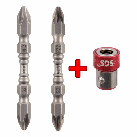 Набор бит с магнитным адаптером PZ2+PH2 3шт SGS 6365-PZPH-3