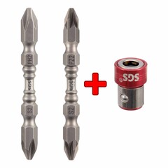 Набор бит с магнитным адаптером PZ2+PH2 3шт SGS 6365-PZPH-3