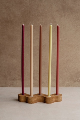 Подсвечник для тонких свечей, дерево с металлическими вставками