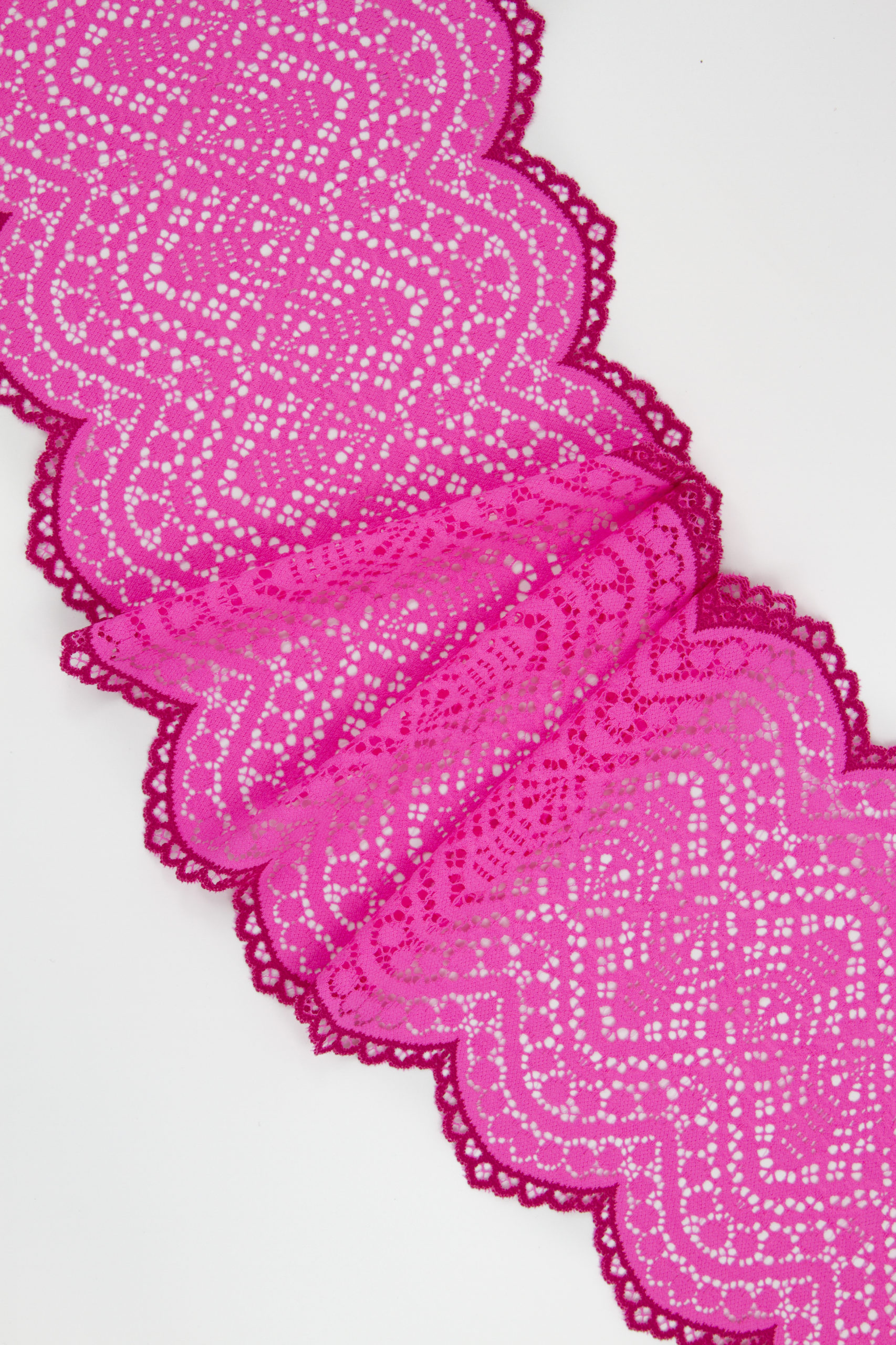 Эластичное кружево розовое неоновое с малиновым 17,5 см