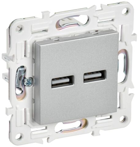 SKANDY Роз. USB A+A 3,1А SK-R15S сереб. IEK