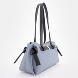 Сумка Саломея 2032 гладкий серо-голубой + черный