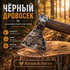 Топор ЧЕРНЫЙ ДРОВОСЕК сталь 60Г