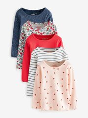 Лонгслив для девочки Next 409-072, 5 шт., Розовый, Красный, Синий