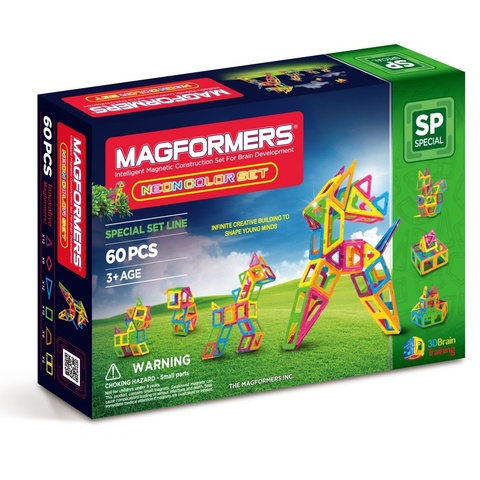 MAGFORMERS Магнитный конструктор Neon color set 60 (63110)