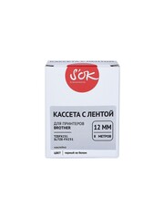 Кассета с лентой S'OK by Sakura Printing TZEFX231 для Brother P-Touch, черный на белом, 12мм, 8м, наклейка