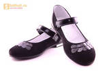 Туфли для девочек из натуральной кожи и велюра на липучке Лель (LEL), цвет черный. Изображение 9 из 17.