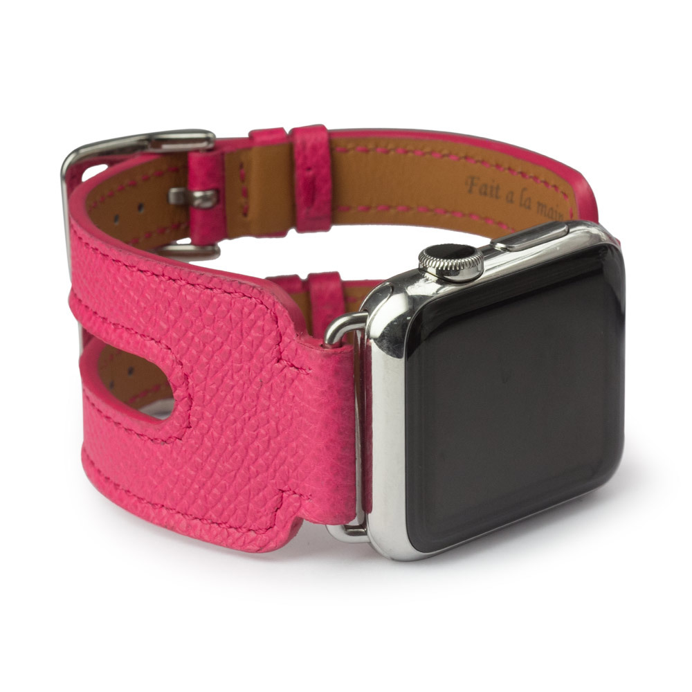 Ремешок для Apple Watch 40/41mm ST Double Buckle из натуральной кожи теленка, темно-розового цвета
