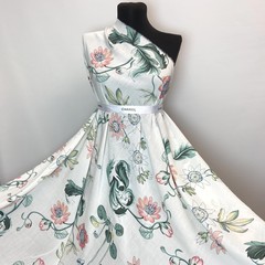 Ткань вискоза белая с лианами 3262