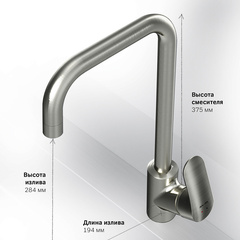 Смеситель для кухни с G-образным изливом, сатин, AM.PM Like - F8006011