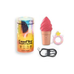 Малиновый мини-вибратор в форме мороженого Candice - 