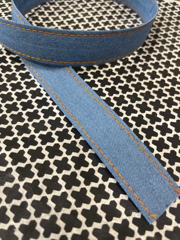 лента джинсовая 2,5см цвет голубой (1метр)