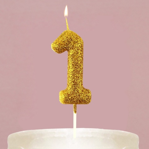 Свеча-цифра в торт блестящая «1», золото, 4 х 10 см