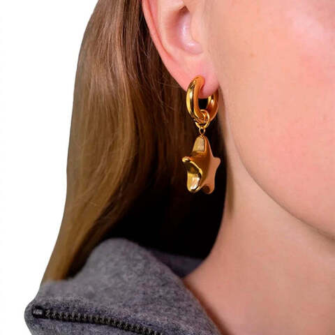 Gold Spruce And Star Earrings