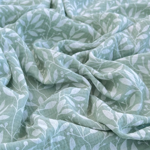 Пеленка муслин "Листики эвкалипт"