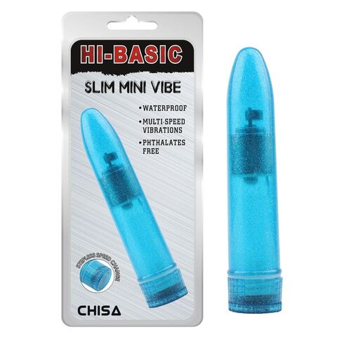 Голубой мини-вибратор Slim Mini Vibe - 13,2 см. - Chisa Hi-Basic CN-671143218