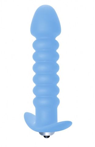 Голубая анальная вибропробка Twisted Anal Plug - 13 см.