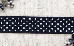 Лента репсовая в горошек, ш. 3,2 см, тёмно-синий