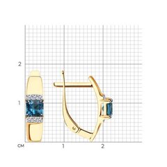 727902 - Элегантные серьги из золота с лондон-топазами и  фианитами