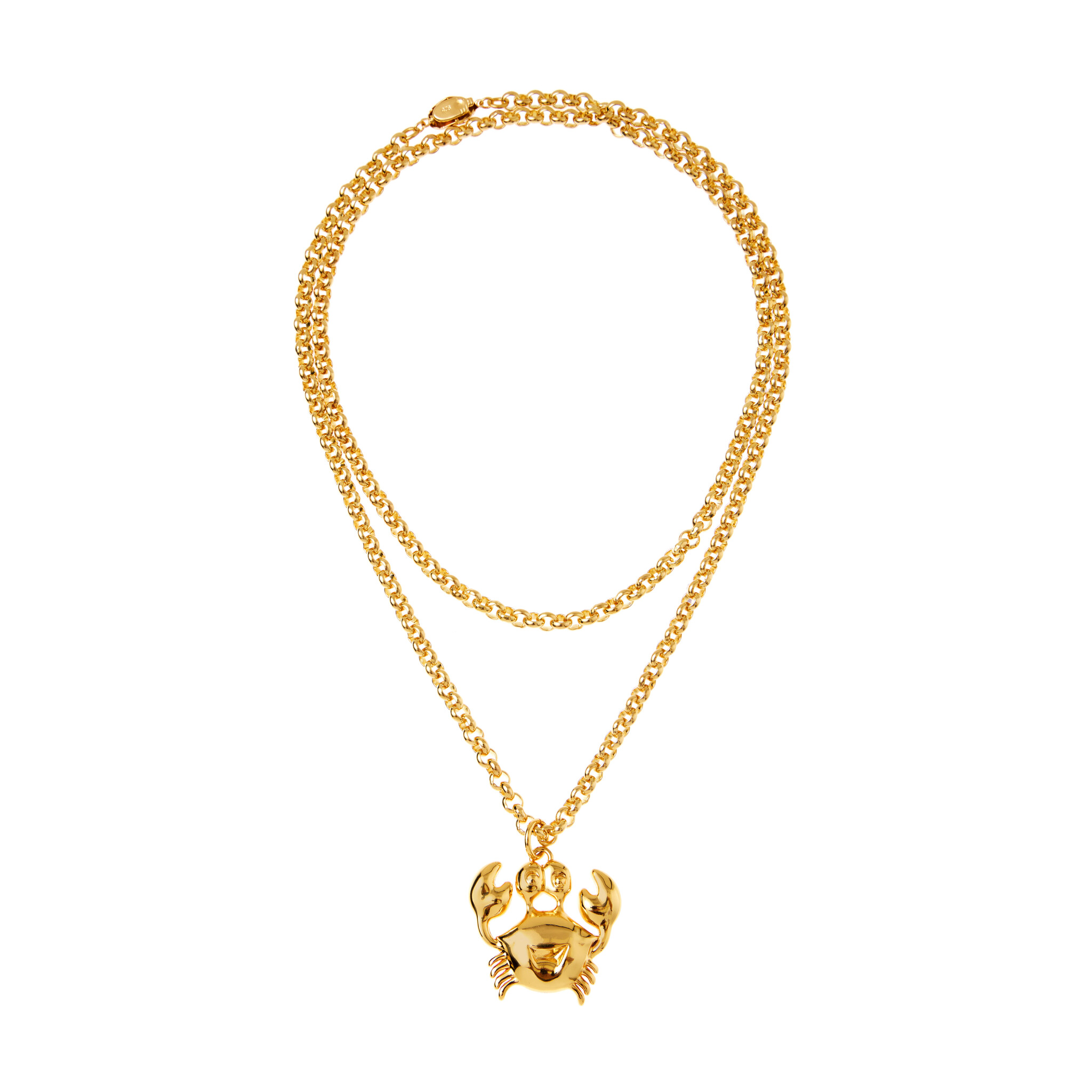 TIMELESS PEARLY Колье Double Gold Plated Chain Necklace Whith Crab Charm